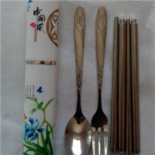 不锈钢餐具中国风餐具三件套环保套装量大从优经济实惠欢迎订购