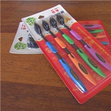 批发低价中文竹炭牙刷双层软毛纳米牙刷4支装细柄竹炭牙刷