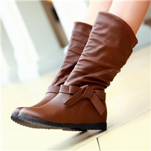 2013新款中筒靴舒适平底内增高圆头女靴子蝴蝶结学生鞋两穿女靴