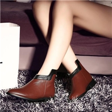 秋冬真皮靴女靴批发一件代发免费代理英伦尖头裸靴平底靴加绒短靴
