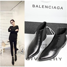 欧美春秋真皮靴女靴批发一件代发免费平底单靴尖头短靴低跟马丁靴