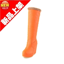 高筒高跟长筒靴子女靴2012冬季圆头防水台坡跟马丁靴女鞋761801