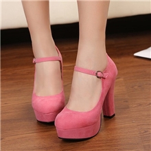 2013春秋时尚韩版百搭浅口一字带粗高跟绒面单鞋高跟鞋34码女鞋