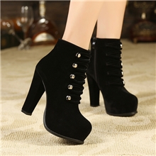 一件代发2013春秋时尚韩版交叉搭扣绒面内防水台粗高跟短靴女靴