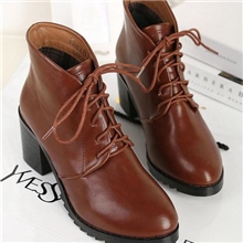 英伦系带厚底马丁靴粗跟短靴春秋单靴防水台高跟靴女机车靴子