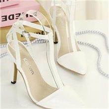 2013新款欧美时尚脚腕T字带走秀款女鞋高跟镂空尖头凉鞋招代销