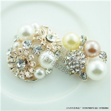 小菊花合金配件钻球珍珠水钻扣DIY合金装饰配件玫瑰金不褪色