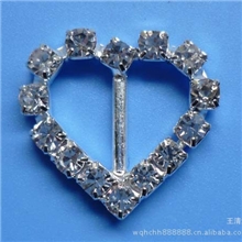 专业生产装水钻装饰鞋扣心形石水晶鞋扣合金鞋饰扣花