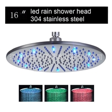 16寸圆型304不锈钢5MM小明灯LED顶喷花洒