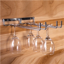 现货批发倒挂红酒杯架电镀不锈钢吊杯架双排吸墙高脚杯架