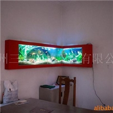 供应拐角鱼缸(图)、生态壁画鱼缸中型封闭式