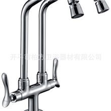 广东开平柏方卫浴五金洁具单孔厨房立式铜单冷双管水龙头kf0210