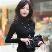 C006新款2013韩版女装批发秋冬季高领打底衫修身长袖T恤工厂批发