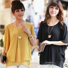 9382大码女装夏季新品显瘦胖人雪纺中袖T恤宽松一件代发批发