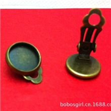 时光宝石耳夹批发花边圆边耳夹配件DIY耳钉底托饰品配件