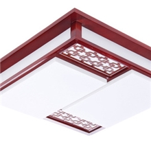 清爽新中式实木卧室书房客厅木艺仿羊皮灯90225