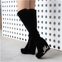 2013日韩新款长靴秋冬优雅女靴优质磨砂绒面水钻坡跟高跟骑士靴子