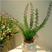 紫色小盆栽6叉狗尾草仿真花假花家居摆件