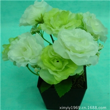 玫瑰海棠迷你盆栽高仿真花家居装饰