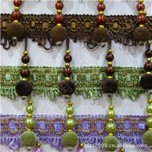 供应绒珠花边|流苏花边|珠子花边|窗帘花边