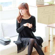 #2061CHUVIVI2013韩版秋装新款简约不规则宽松加厚羊毛绒连衣裙