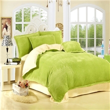 超柔素色双拼法莱绒四件套保暖冬天必备四件套床上用品批发厂家