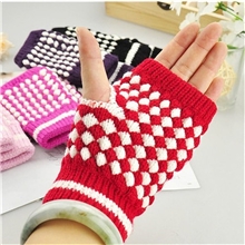 厂家直销菠萝半截电脑手套保暖菠萝手套露指菠萝半指手套多色混