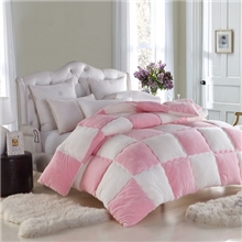 冬被加重冬天拼色块拼被保暖性极强水貂绒超柔超软单双人被子