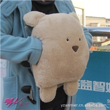 HR广告方熊公仔靠垫暖手抱枕暖手焐暖手捂暖手筒冬季批发