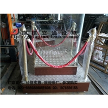 黄黑方形岗台门卫保安站岗台1000*1000栏杆38管红绒绳广州厂家