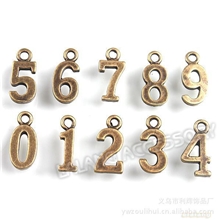 厂价直销DIY材料配件11mm古铜色复古数字0-9挂饰