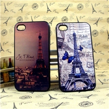 厂家定做iphone4/4S/5手机壳PU贴皮埃菲尔铁塔苹果手机套批发