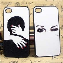 iphone4/4s5手机壳潮牌黑白拥抱简约苹果情侣壳5/5S保护壳套