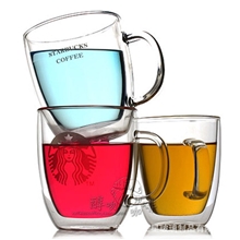 bodum星巴克咖啡杯美人鱼双层杯出口马克杯个性耐热双层玻璃杯