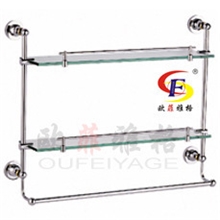 全铜五金挂件玻璃双层带毛巾杆置物架、化妆台【促销】