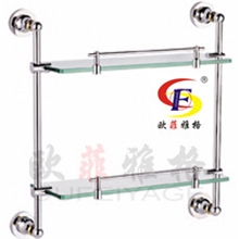 时尚全铜卫浴挂件双层玻璃置物架、化妆台厂家直销