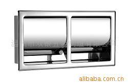 厂家直销水暖卫浴挂件不锈钢亮面双厕纸盒嵌入式手纸盒