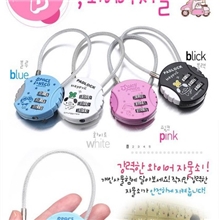 【浦江第一锁业】圆饼卡通钢丝绳金属数字箱包密码挂锁批发密码锁