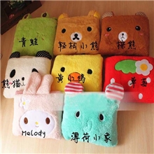 空调毯特价批发卡通多动物办公室午睡毯珊瑚绒薄毯两用抱枕