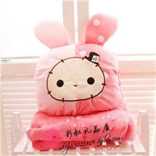 批发忧伤马戏团忧忧兔空调毯/儿童毯暖手抱枕被子两用靠垫大号