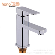 卫浴厂家单孔面盆水龙头广东合金超重超亮四方单孔水龙头
