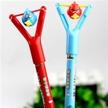 文具批发新品带弹弓愤怒的小鸟圆珠笔好可爱弹弓笔/原子笔
