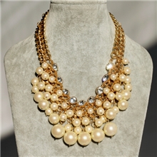 N00490速卖通Ebay敦煌欧美热卖大牌珍珠镀金吊坠项链