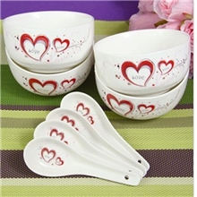 供应4碗4匙套装碗骨质瓷碗8头碗汤碗