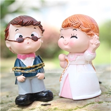 大禹家喜树脂工艺品结婚情人节礼物小冤家绑绳创意情侣摆件9203