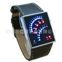 供应&ldquo;智慧扇形LED手表&rdquo;二进制情侣手表LED表熔岩表