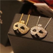 韩国饰品满水钻舞会面具锁骨链项链毛衣链XL099