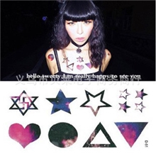 日本原宿zipper秀场渐变星空宇宙星星防水纹身贴纸纹身贴