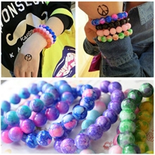 日系原宿zipper梦幻星空渐变紫蓝撞色日系原宿手链弹力手绳手镯