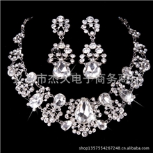 结婚新娘项链批发水钻蝴蝶银色项链新娘饰品二件套